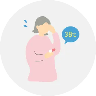 女性が困った表情で汗をかいているイラスト